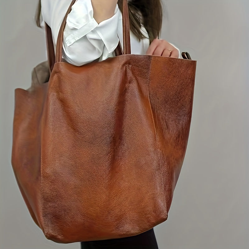 Douceur Rétro de Renee | Grand Sac Cabas en Cuir PU