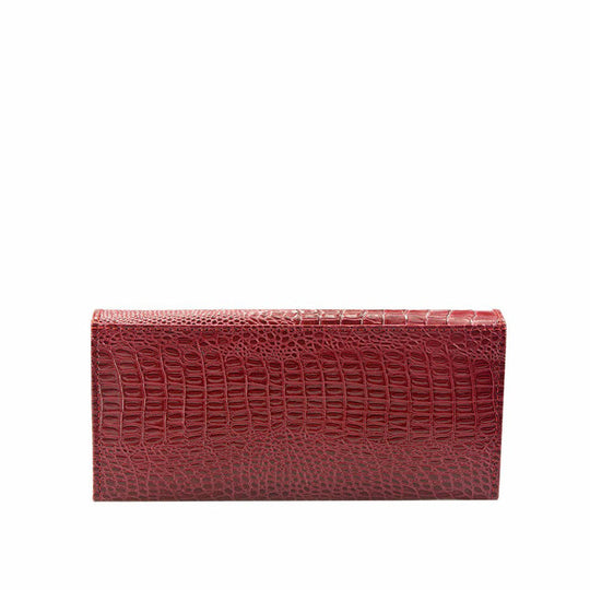 Portefeuille Élégant en Cuir Véritable à Motif Crocodile