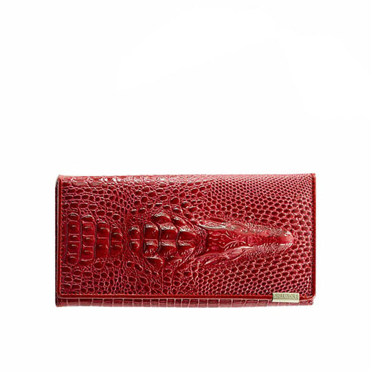 Portefeuille Élégant en Cuir Véritable à Motif Crocodile