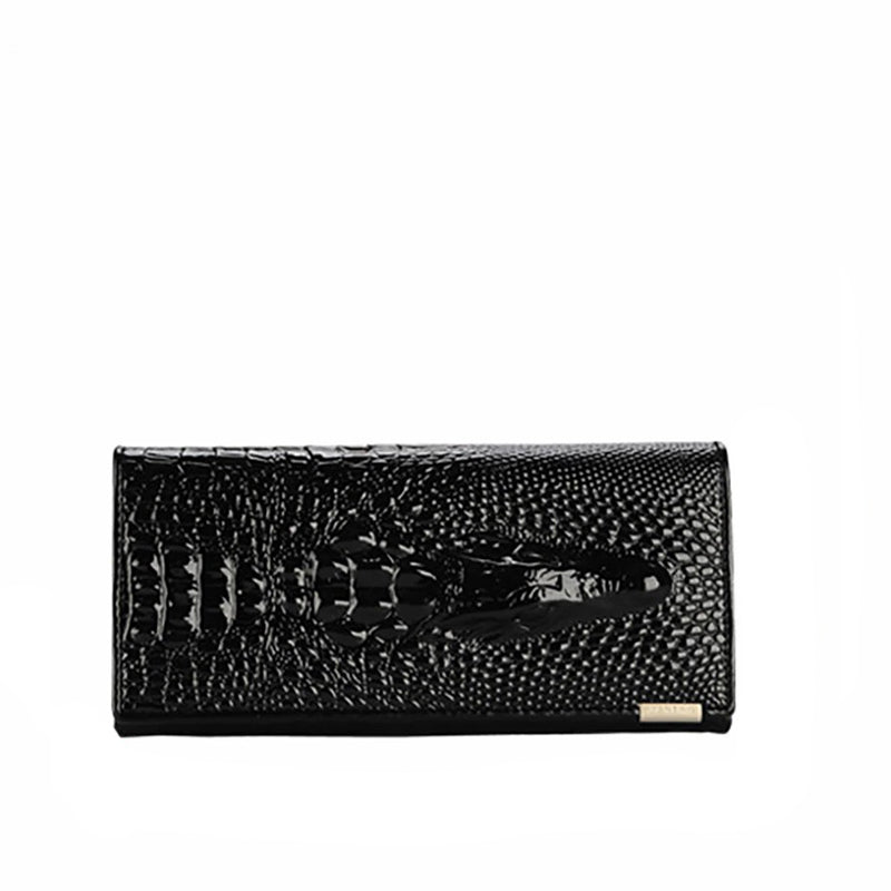 Portefeuille Élégant en Cuir Véritable à Motif Crocodile