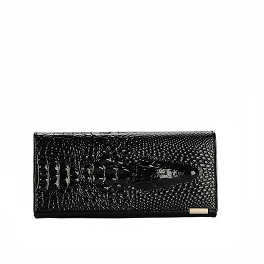 Portefeuille Élégant en Cuir Véritable à Motif Crocodile