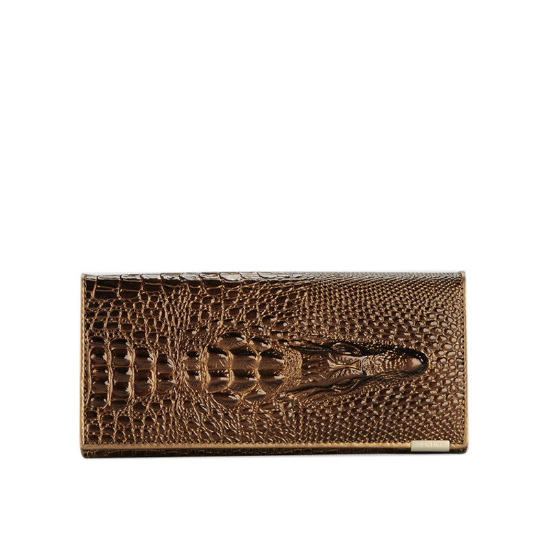 Portefeuille Élégant en Cuir Véritable à Motif Crocodile