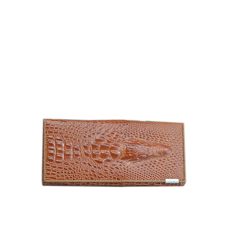 Portefeuille Élégant en Cuir Véritable à Motif Crocodile