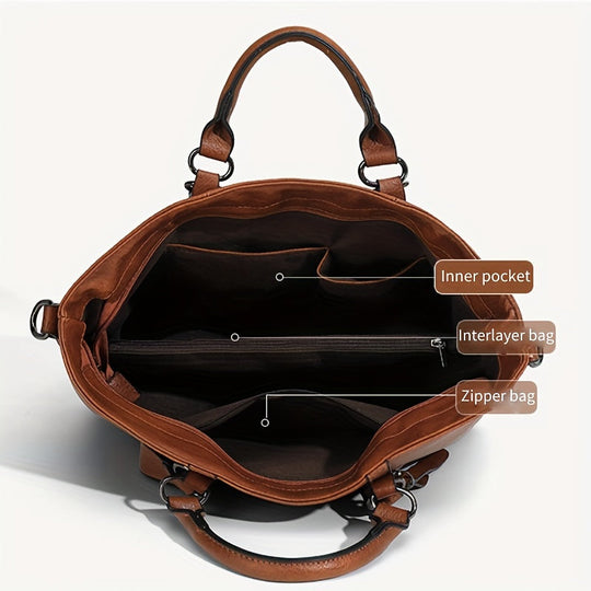 Élégance Classique de Charlotte | Sac Cabas Vintage en Similicuir