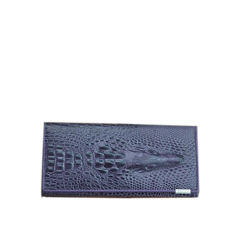 Portefeuille Élégant en Cuir Véritable à Motif Crocodile
