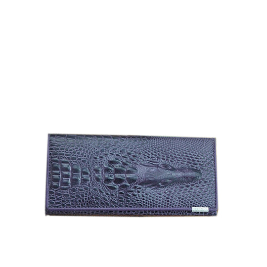 Portefeuille Élégant en Cuir Véritable à Motif Crocodile
