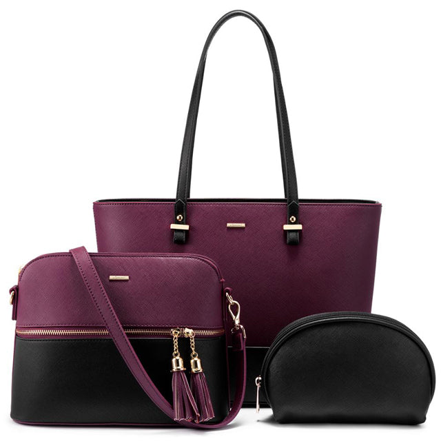 Ensemble Élégant de 3 Sacs en Cuir - Le Trio Polyvalent de Grace