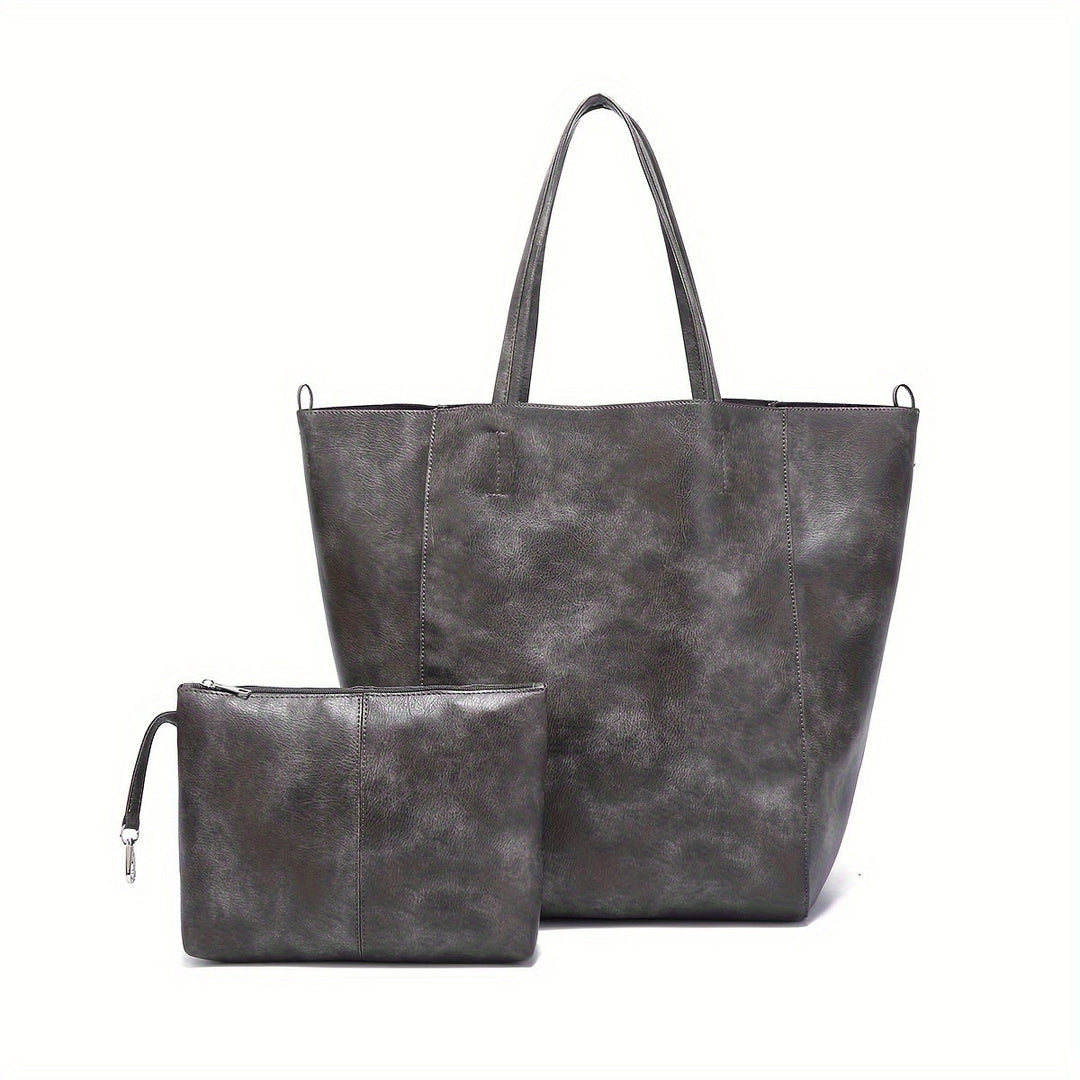 Douceur Rétro de Renee | Grand Sac Cabas en Cuir PU