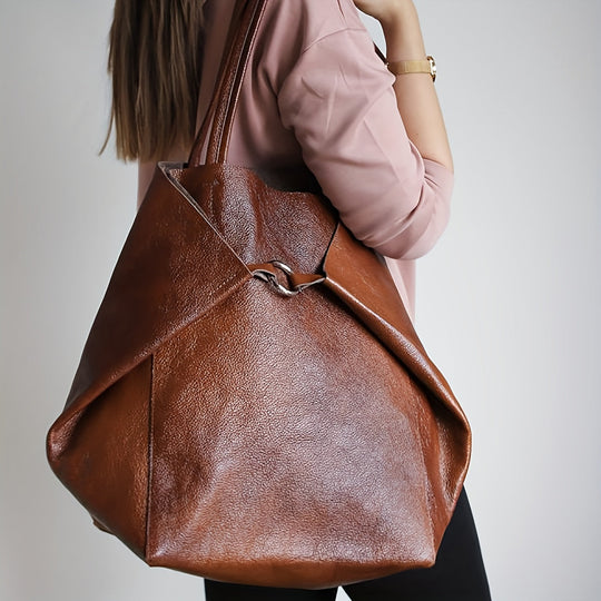 Douceur Rétro de Renee | Grand Sac Cabas en Cuir PU