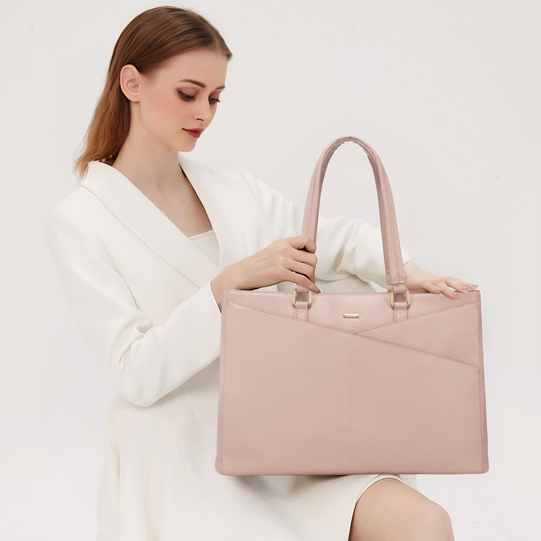 Cabas Élégant en Cuir Violet pour Ordinateur Portable