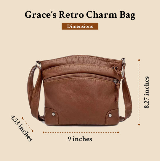 Charme Rétro de Grace | Sac Messager Anti-Vol en Cuir Souple