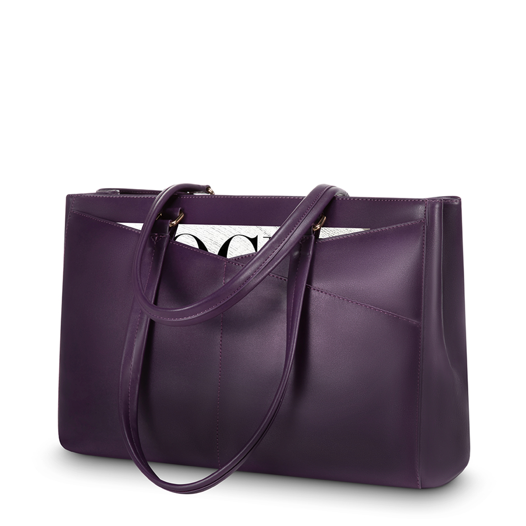 Cabas Élégant en Cuir Violet pour Ordinateur Portable