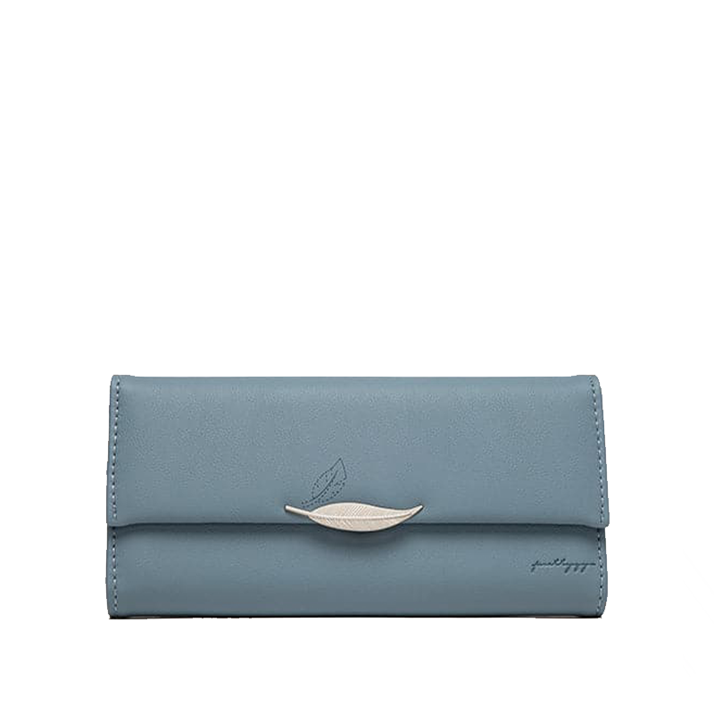 Portefeuille en Cuir Trifold avec Ornement Feuille Élégante