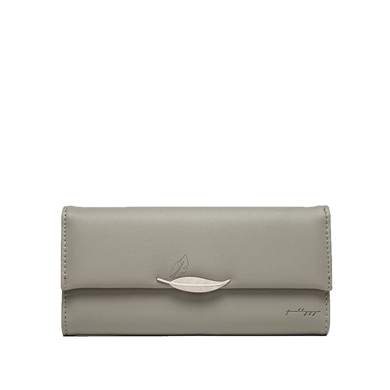 Portefeuille en Cuir Trifold avec Ornement Feuille Élégante