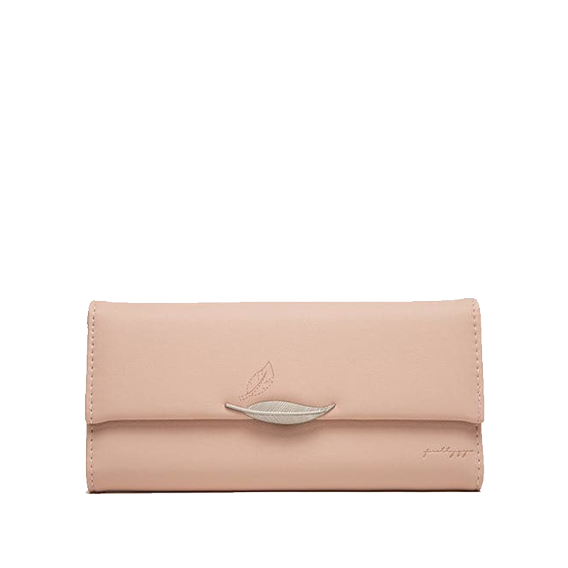 Portefeuille en Cuir Trifold avec Ornement Feuille Élégante