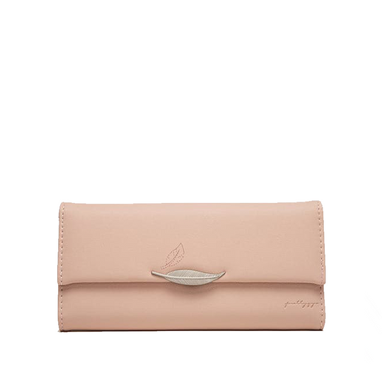 Portefeuille en Cuir Trifold avec Ornement Feuille Élégante