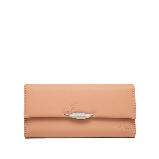 Portefeuille en Cuir Trifold avec Ornement Feuille Élégante