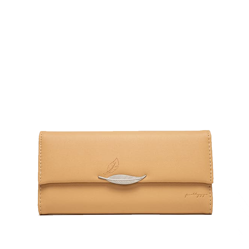 Portefeuille en Cuir Trifold avec Ornement Feuille Élégante