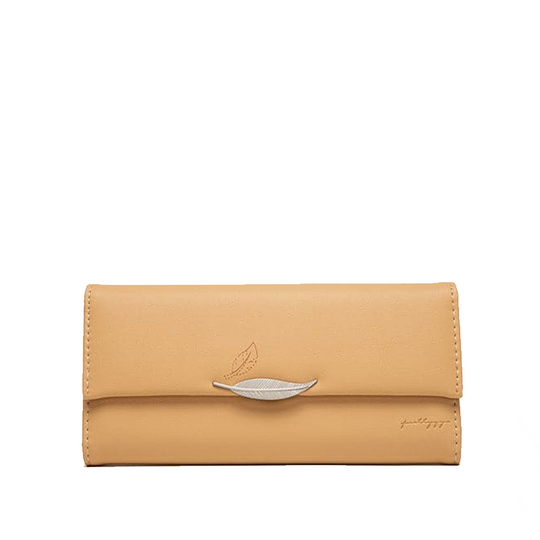Portefeuille en Cuir Trifold avec Ornement Feuille Élégante