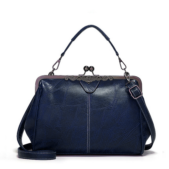 Sac à Main Vintage en Cuir avec Fermoir Baiser