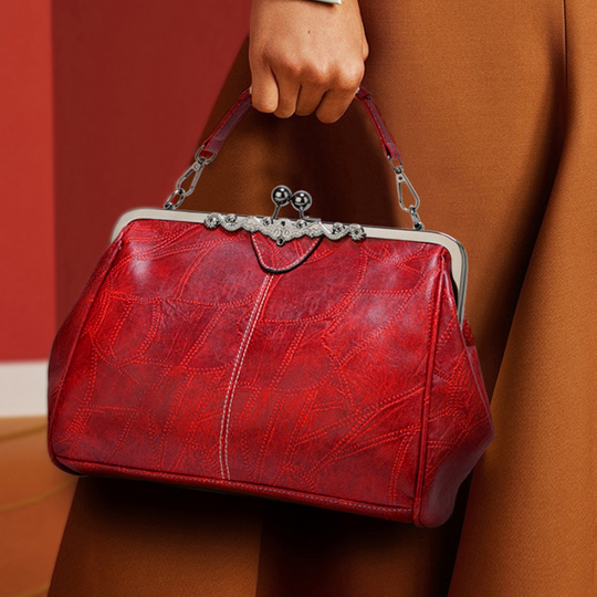 Sac à Main Vintage en Cuir avec Fermoir Baiser
