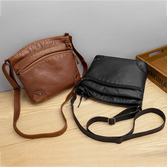 Charme Rétro de Grace | Sac Messager Anti-Vol en Cuir Souple