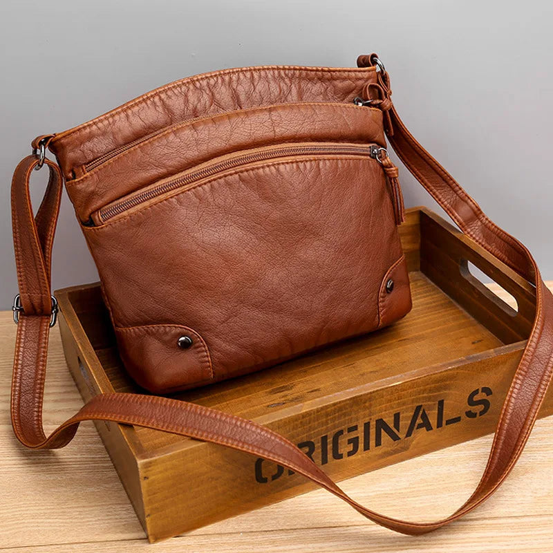 Charme Rétro de Grace | Sac Messager Anti-Vol en Cuir Souple