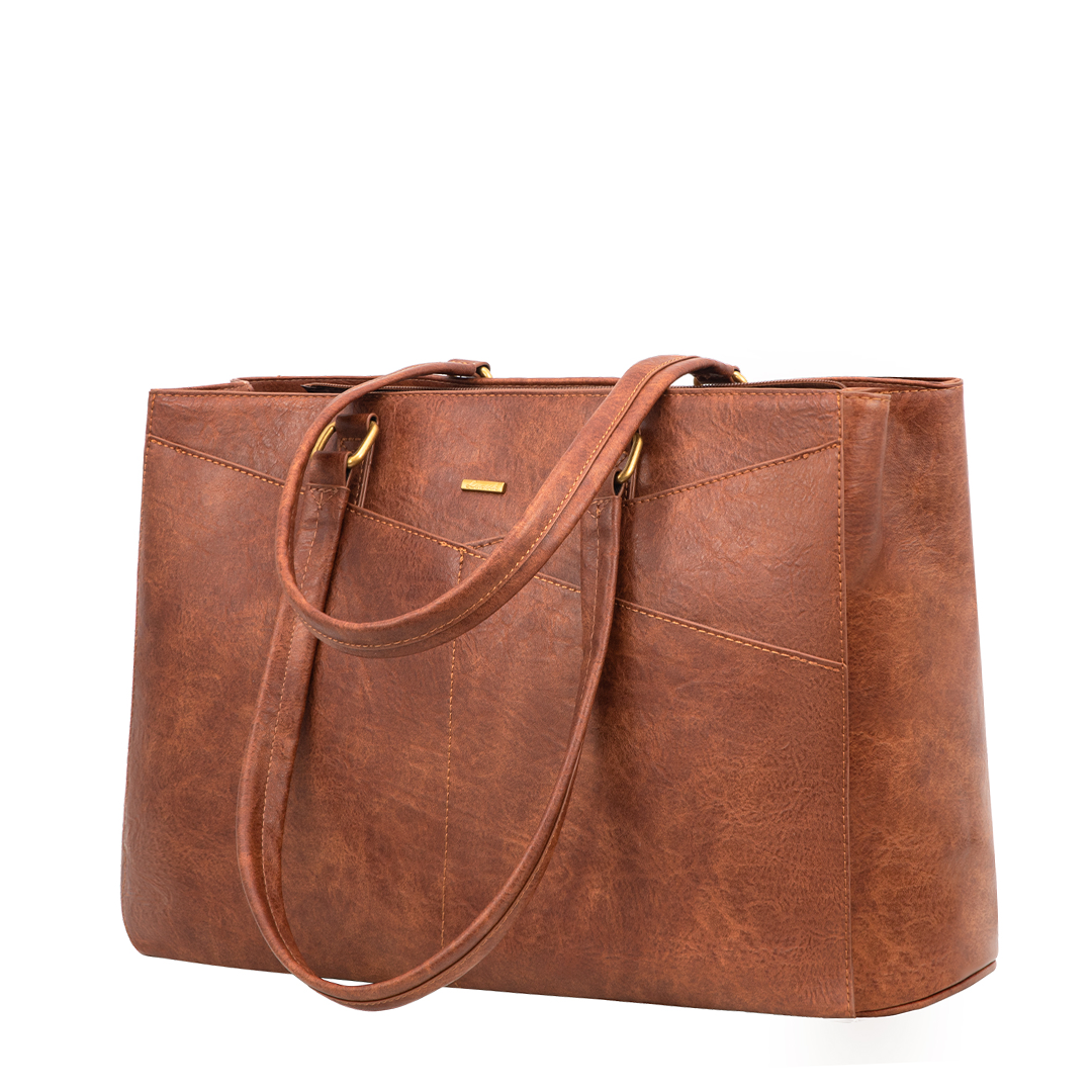 Cabas Élégant en Cuir Violet pour Ordinateur Portable