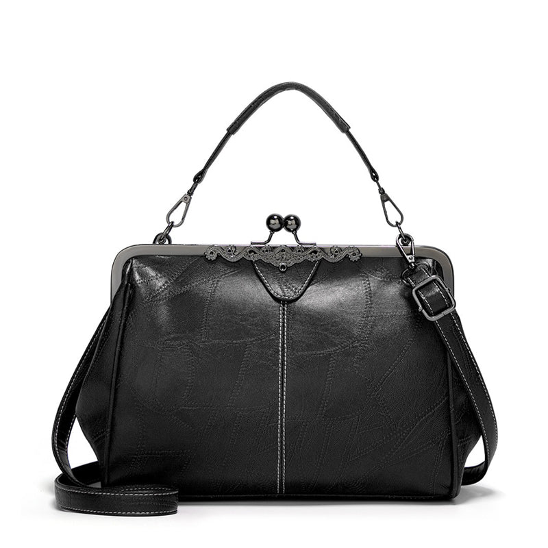 Sac à Main Vintage en Cuir avec Fermoir Baiser