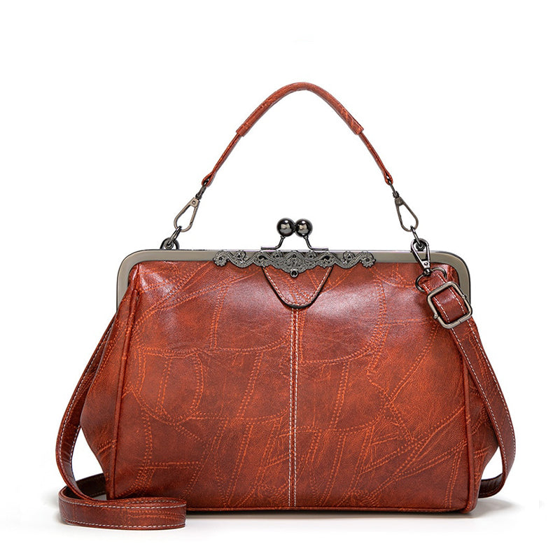 Sac à Main Vintage en Cuir avec Fermoir Baiser