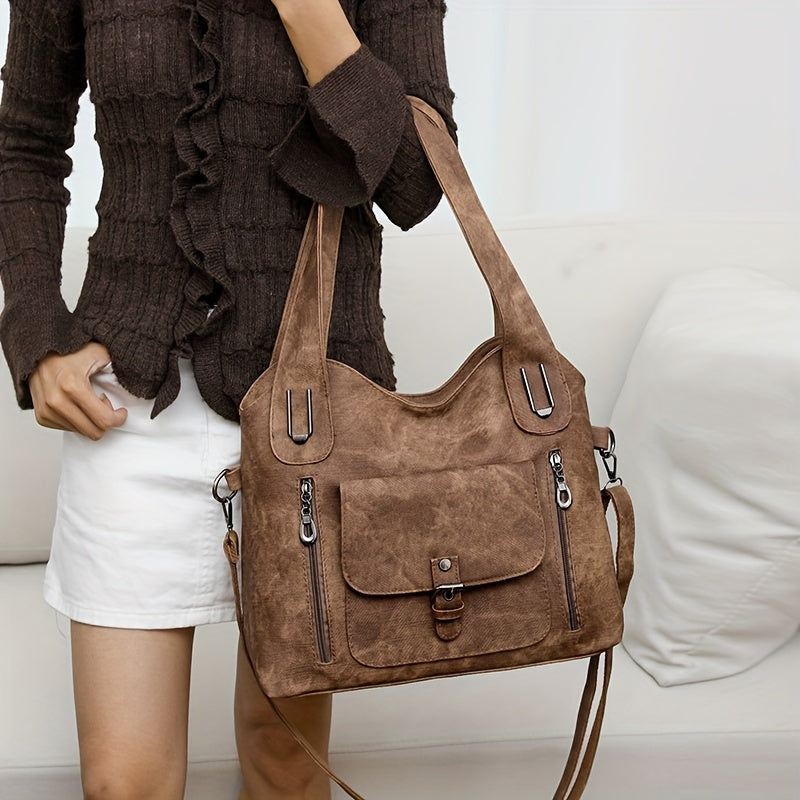 Le Charme Vintage d'Elise | Sac d'Épaule en Cuir Synthétique