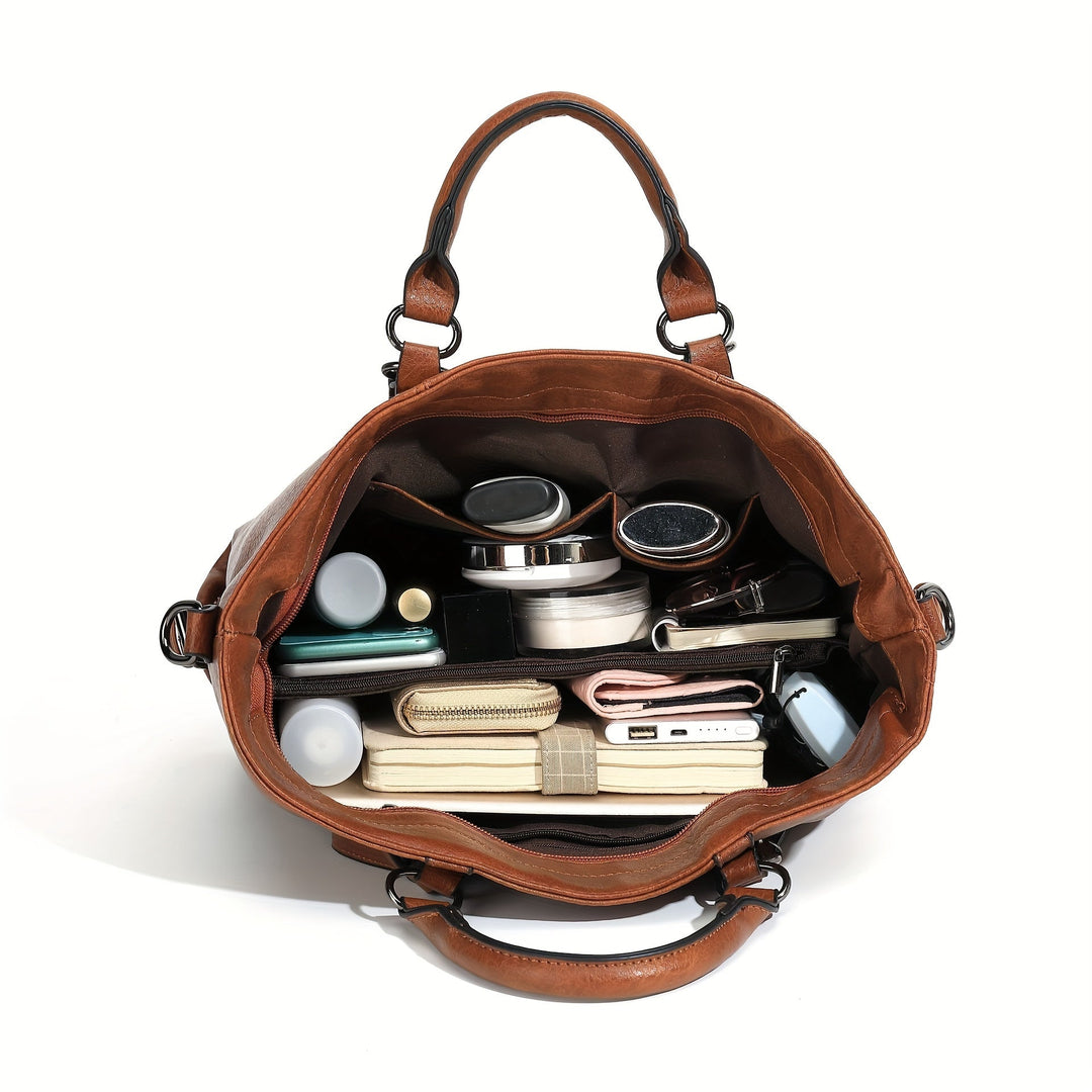 Élégance Classique de Charlotte | Sac Cabas Vintage en Similicuir