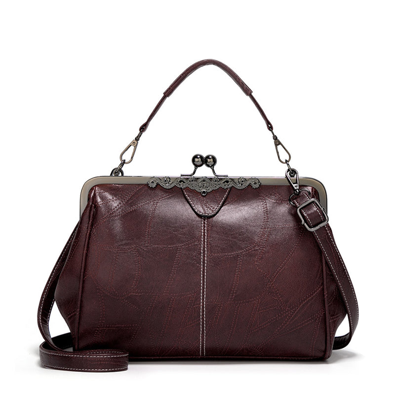 Sac à Main Vintage en Cuir avec Fermoir Baiser