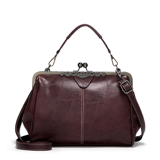 Sac à Main Vintage en Cuir avec Fermoir Baiser