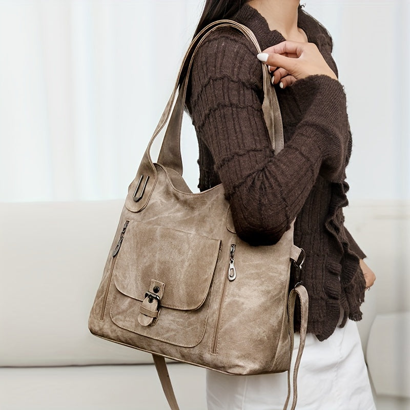 Le Charme Vintage d'Elise | Sac d'Épaule en Cuir Synthétique