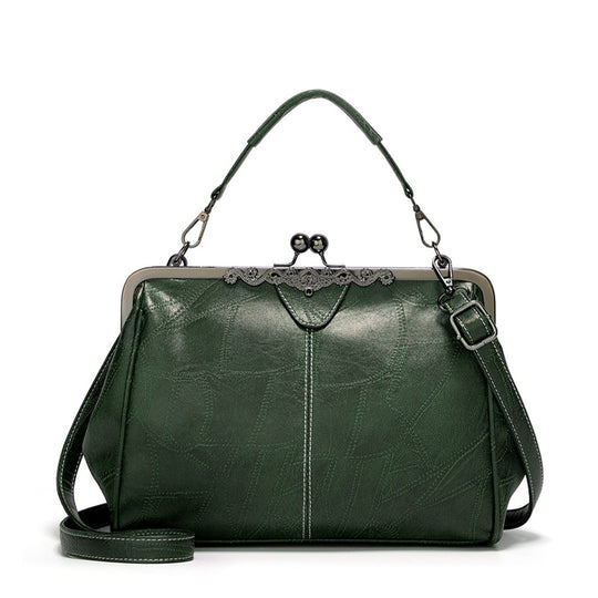 Sac à Main Vintage en Cuir avec Fermoir Baiser