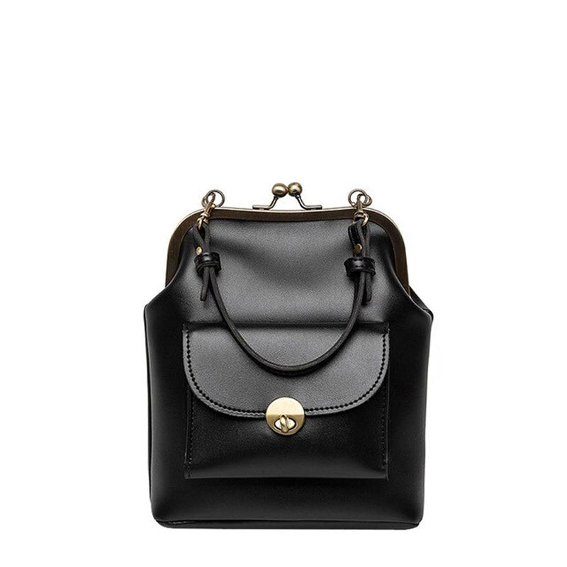 Sac en Cuir Vintage à Fermoir Baiser - L'Essentiel Rétro Chic de Grace