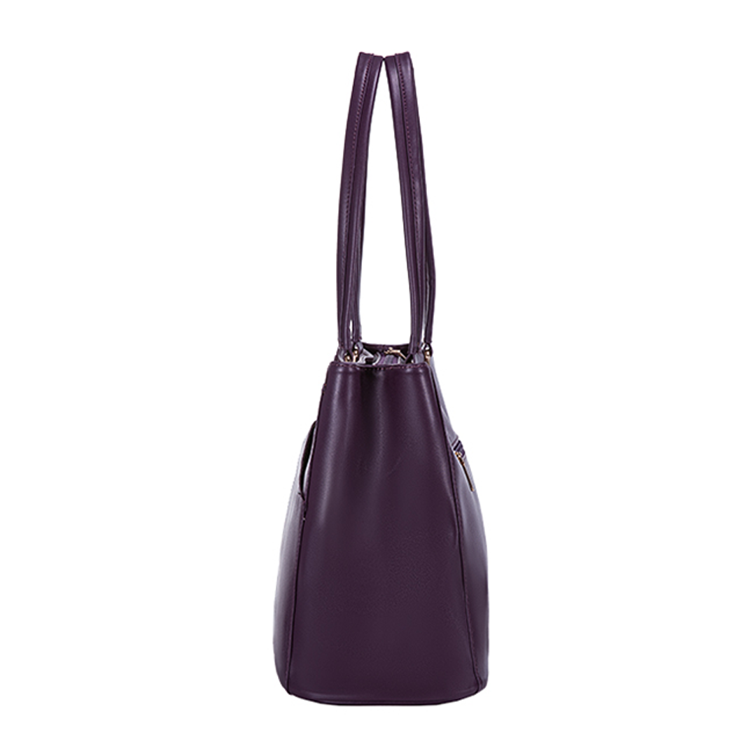 Cabas Élégant en Cuir Violet pour Ordinateur Portable