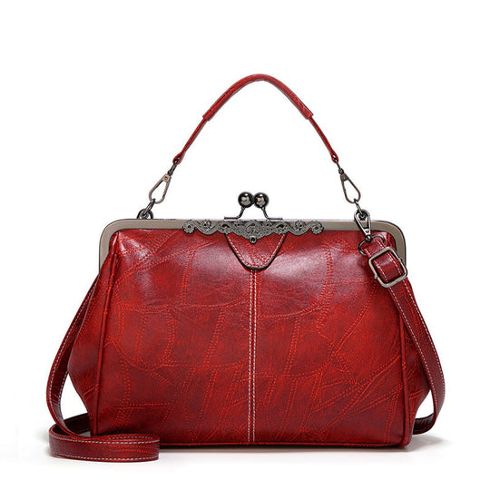 Sac à Main Vintage en Cuir avec Fermoir Baiser